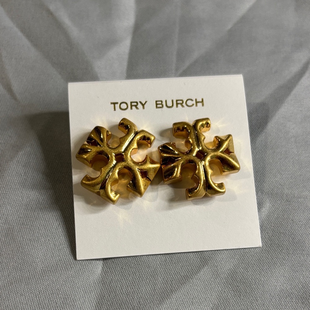 Tory Burch Gold Logo Earrings size L